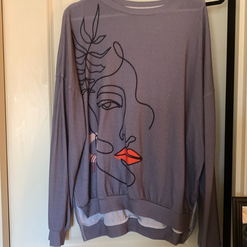 Pullover Abstract Face top